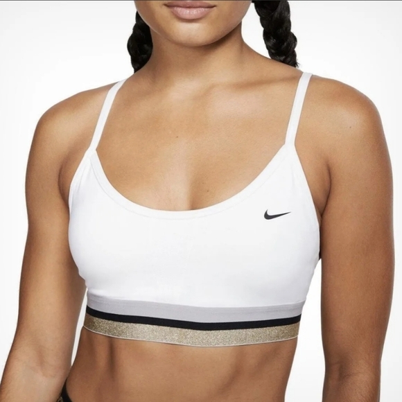 Nike Icon Clash Sport Bra Gold Accent Criss Cross Back Medium - Picture 1 of 8